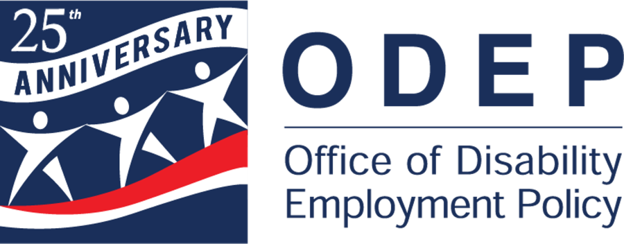 Office of Disability Employment Policy, 25th anniversary red, white, and blue logo.
